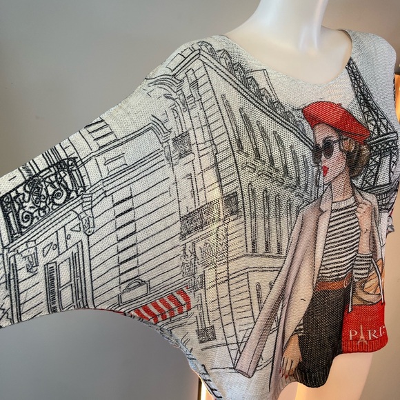 NWT light weight Parisian Graphic Long Sweater - Picture 2 of 8